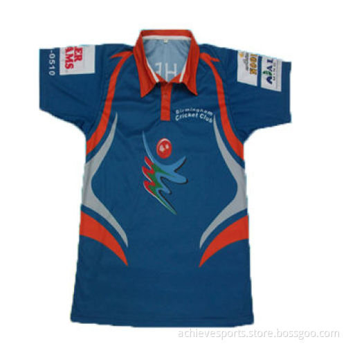 High-quality 100% Polyester Sublimation Cricket Jersey, with Team Logo and Team Number